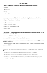 Obligations & Contracts Multiple Choice Questions
