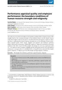 Asia Pac J Human Res - 2022 - Babar - Performance appraisal quality and employee performance  the boundary conditions of