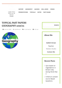 Topical Past Papers Geography 2059:02 - pakistanstudies.pk