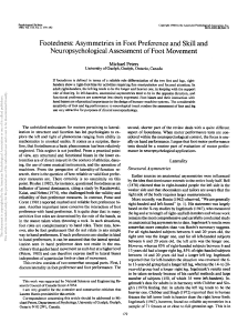 Footedness: asymmetries in foot preference and skill and neuropsychological assessment of foot movement