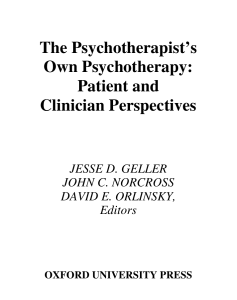 The Psychotherapist’s own therapy