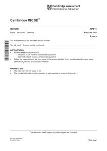 IGCSE History exam, Paper1 in May&June, qp 11