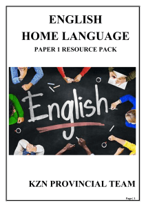 English Home Language Paper 1 Resource Pack