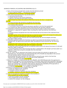 Advanced Financial Accounting Quiz: Franchising, Consignment, Revenue