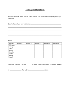 Food Testing Worksheet: Starch, Sugars, Protein, Lipids