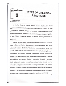 Types of Chemical Reactions Lab Manual Page