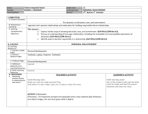 Personal Relationships Lesson Plan for Grade 11