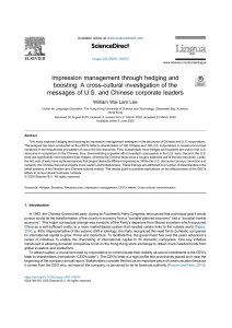 Impression management through hedging and boosting- A cross-cultural investigation of the messages of U.S. and Chinese corporate leaders