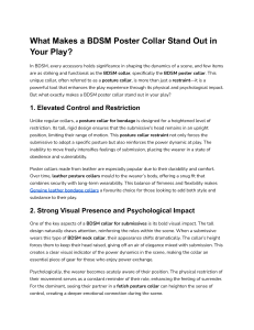 What Makes a BDSM Poster Collar Stand Out in Your Play