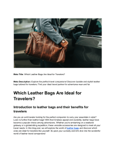 Which Leather Bags Are Ideal for Travelers