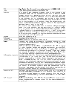 Ago Realty Corp vs Ago: Derivative Suit Case Summary