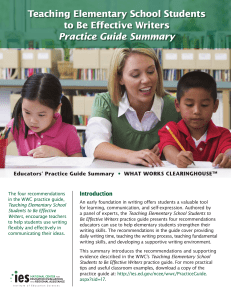 Teaching Elementary Writing: Practice Guide Summary