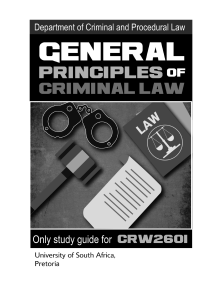 Criminal Law Study Guide: CRW2601 Principles