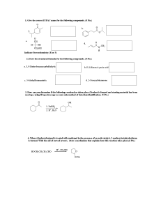 Organic Chemistry Worksheet: IUPAC, Structures, IR, Mechanisms