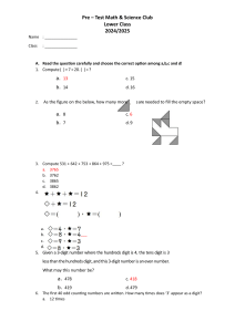 Math & Science Club Test for Lower Class