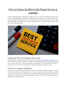 How to Choose the Best Credit Repair Service in Australia