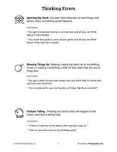 Thinking Errors Worksheet