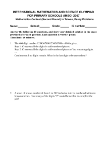 IMSO 2007 Math Exam: Primary School Essay Problems