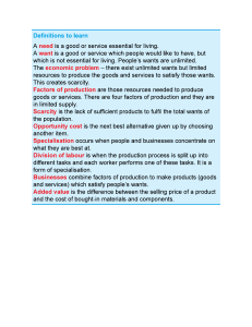 Basic Economic Definitions: Needs, Wants, Scarcity