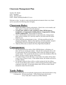 Classroom Management Plan: Strategies Class