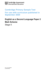 English as a Second Language Paper 2 Mark Scheme Stage 5