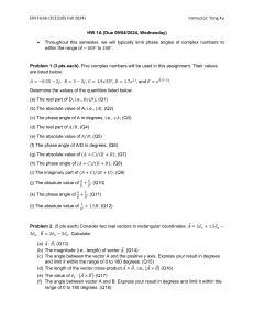 EM Fields Homework: Complex Numbers & Vectors