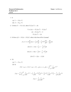 Problemas de Matemáticas Financieras: Distribuciones y Lema de Ito