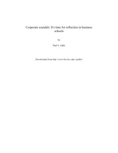 Corporate scandals It's time for reflection in business