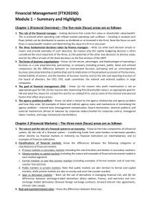 Financial Management Module Summary