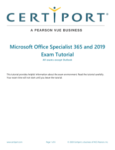 Microsoft Office Specialist Exam Tutorial