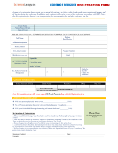 Science Leagues Conference Registration Form