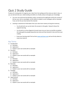 Quiz 2 Study Guide: Legal Terms & Concepts