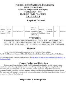 Florida Civil Practice Syllabus