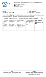 Creative Writing Course Syllabus