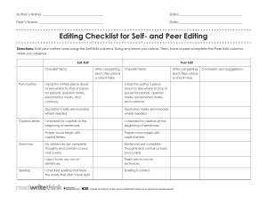 Editing Checklist for Self and Peer Review