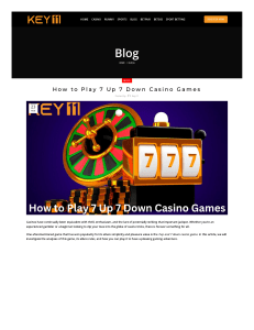 How to Play 7 Up 7 Down Casino Games