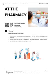 Pharmacy English Worksheet (A2-B1)