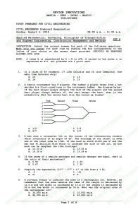 Civil Engineering Preboard Exam - Applied Math & Surveying