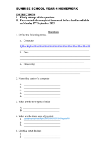 Year 4 Computer Homework: Basics