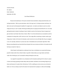 Carol Dweck Reflection essay