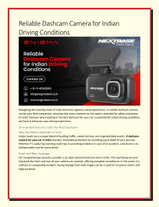 Reliable Dashcam Camera for Indian Driving Conditions