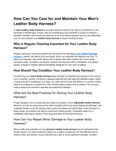 How Can You Care for and Maintain Your Men's Leather Body Harness