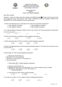 1st Post-Test Questionnaire in Research