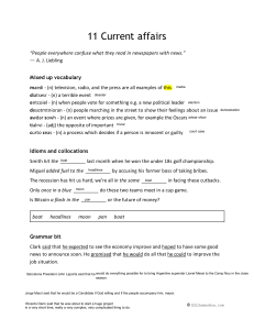 Current Affairs English Worksheet