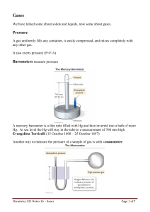 Chemistry 121 Notes 16 – Gases(1)