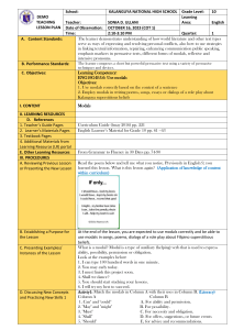 LESSON PLAN - COT 1