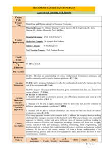 Modelling & Optimization for Business Decision