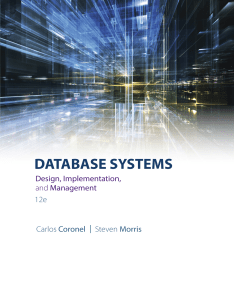 Database System - Design, Implementation and Management (12th edition) BY BY Carlos Coronel & Steven Morris