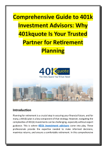 Comprehensive Guide to 401k Investment Advisors - Why 401kquote Is Your Trusted Partner for Retirement Planning