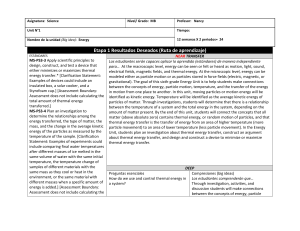 Middle School Energy Unit Plan: Thermal Energy Transfer